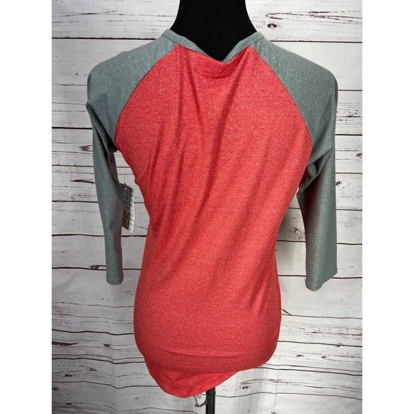 Lularoe Randy Gray Red 3/4 Sleeves Ragland Style Top NWT Size x-Small XS - Picture 4 of 9